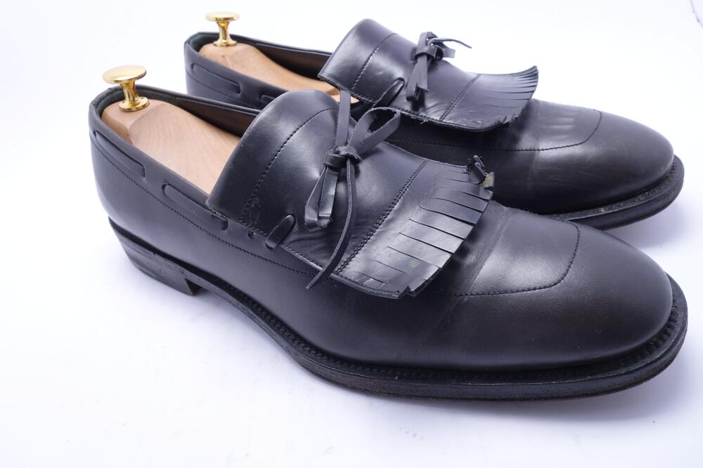 Salvatore Ferragamo Shoes Mens Size 9 D Black Kiltie Tassel Loafers Italy